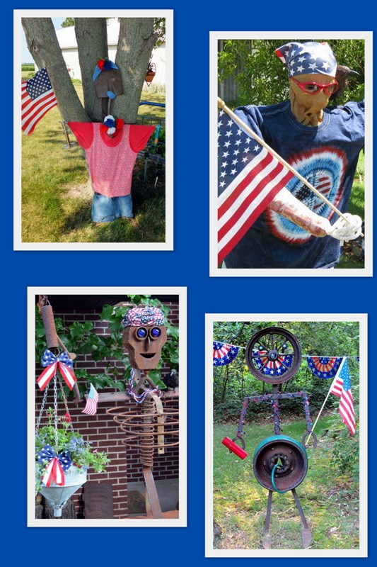 All four patriotic scarecrows